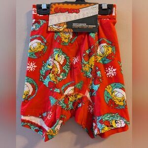 🆕 Garfield Odie Christmas Print Men's Boxer Briefs Size Small - Red & Green